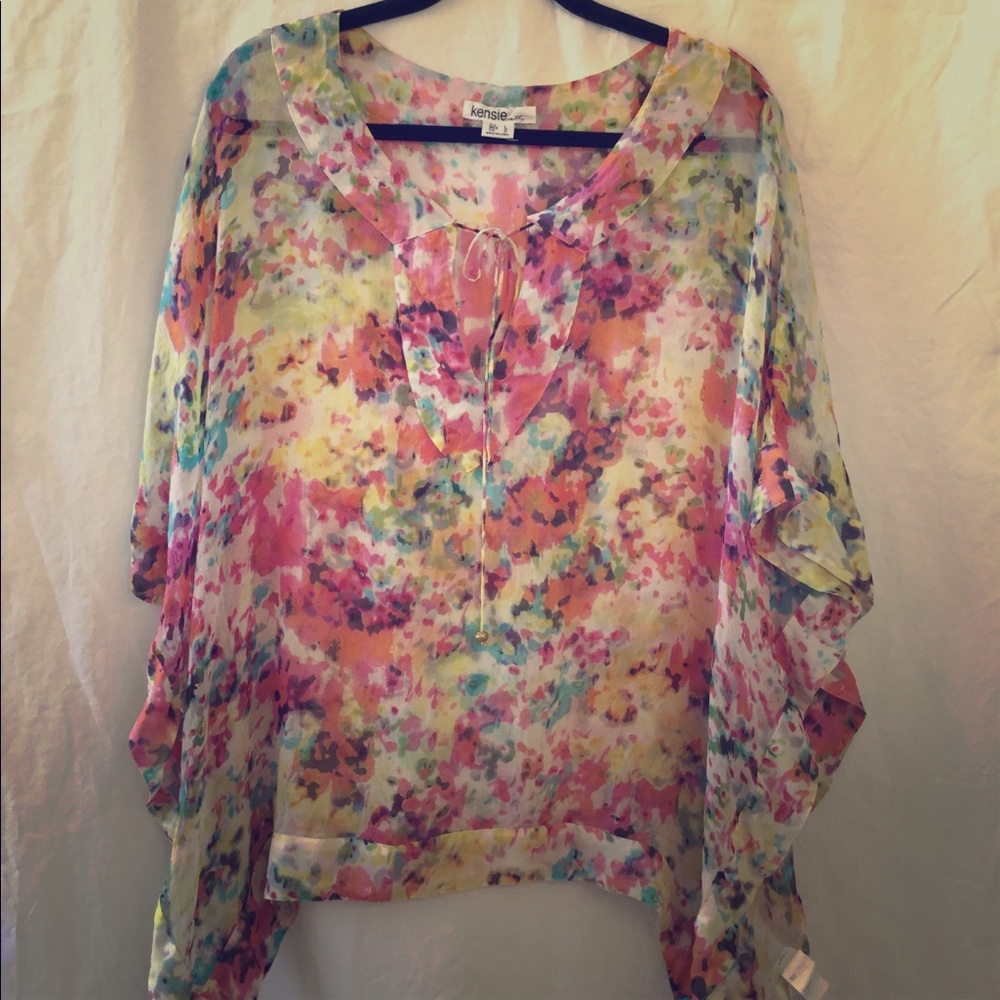 Kensie Lightweight Sheer Top, Size L, NWOT